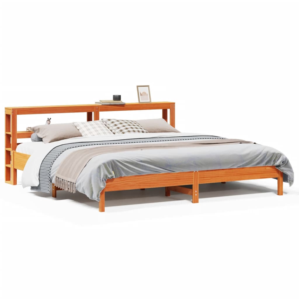 Bed Frame without Mattress Wax Brown 180x200 cm Super King Solid Wood Pine