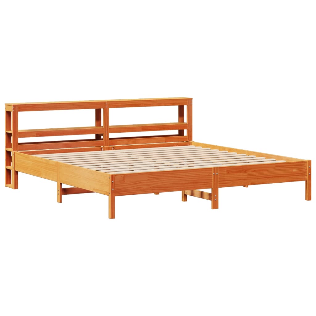 Bed Frame without Mattress Wax Brown 180x200 cm Super King Solid Wood Pine