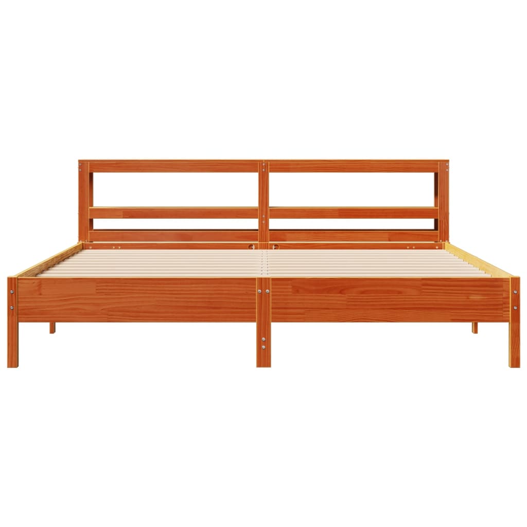 Bed Frame without Mattress Wax Brown 180x200 cm Super King Solid Wood Pine