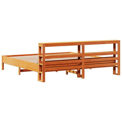 Bed Frame without Mattress Wax Brown 180x200 cm Super King Solid Wood Pine