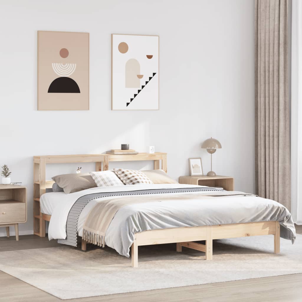 Bed Frame without Mattress 150x200 cm King Size Solid Wood Pine