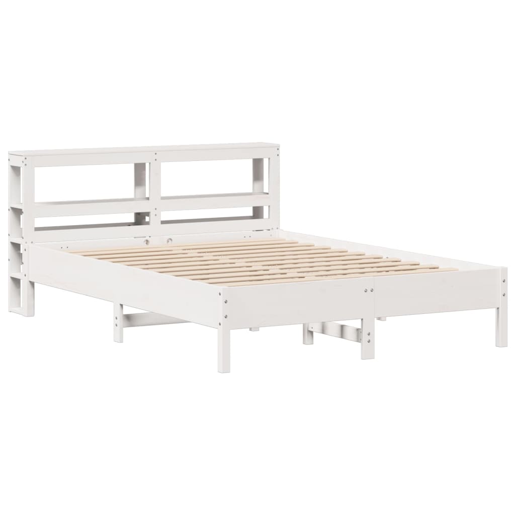 Bed Frame with Headboard White 150x200 cm King Size Solid Wood Pine