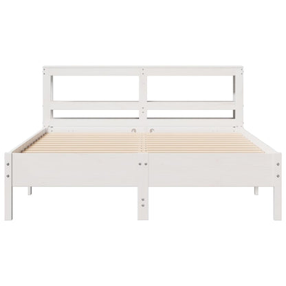 Bed Frame with Headboard White 150x200 cm King Size Solid Wood Pine