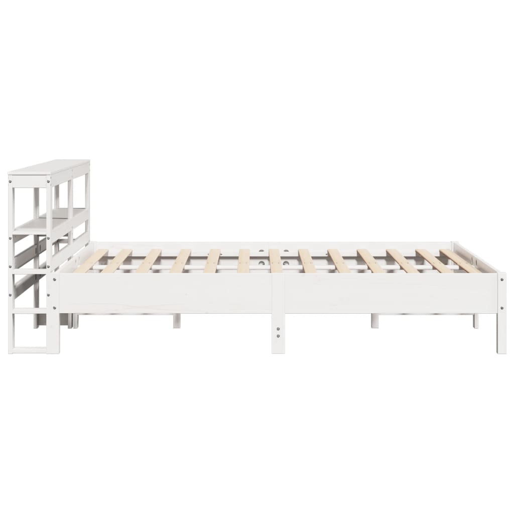 Bed Frame with Headboard White 150x200 cm King Size Solid Wood Pine