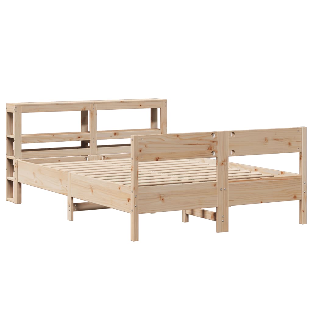 Bed Frame with Headboard 150x200 cm King Size Solid Wood Pine