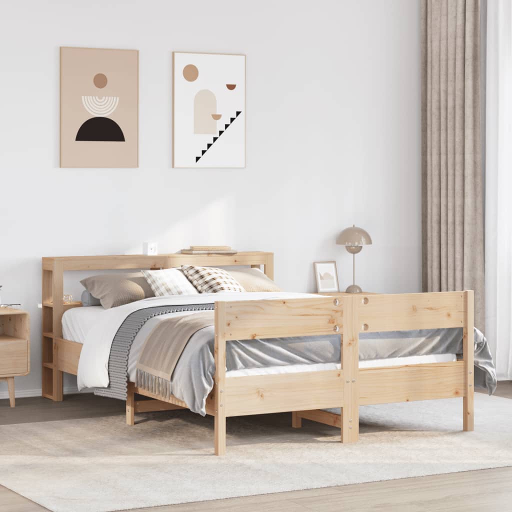 Bed Frame with Headboard 150x200 cm King Size Solid Wood Pine