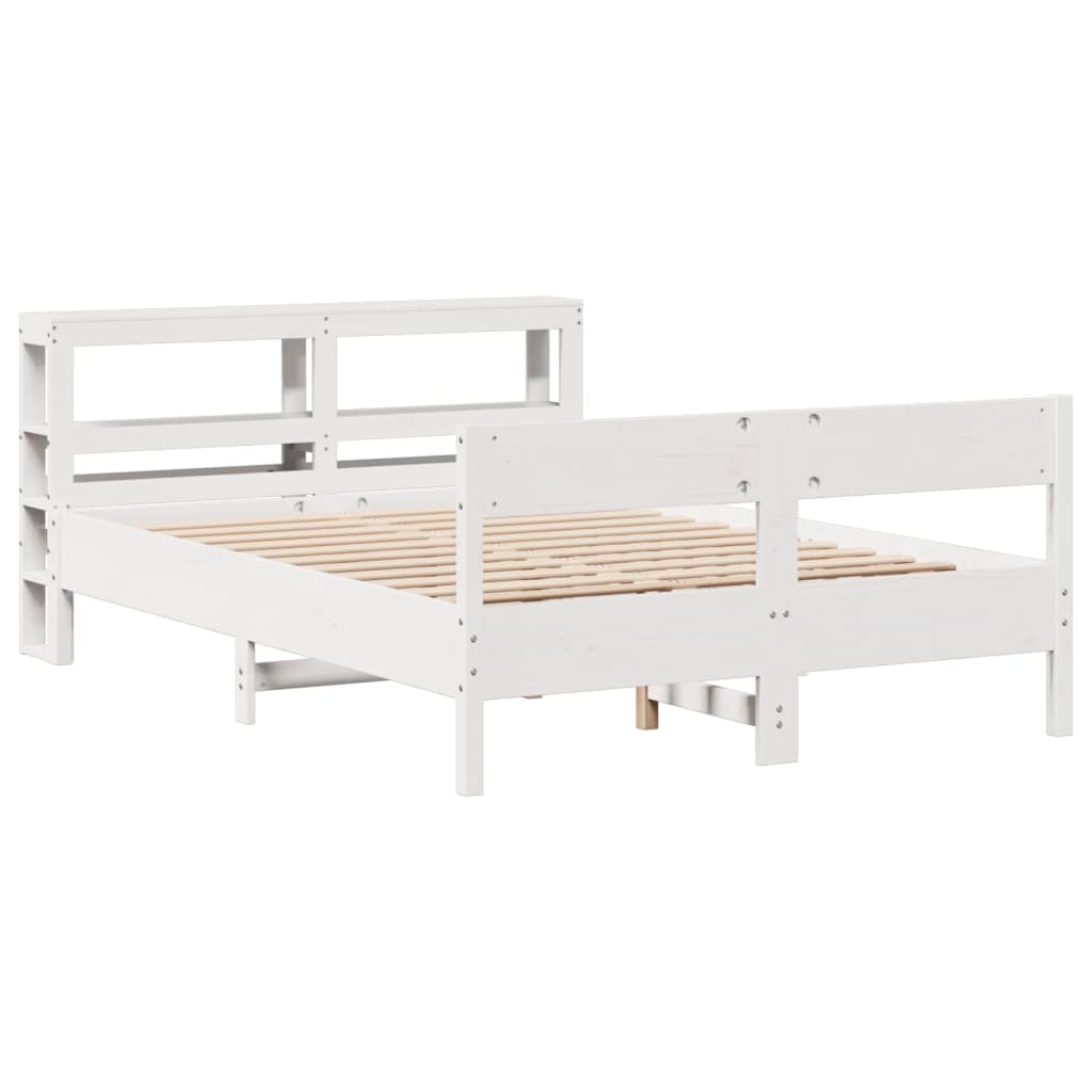 Bed Frame without Mattress White 150x200 cm King Size Solid Wood Pine