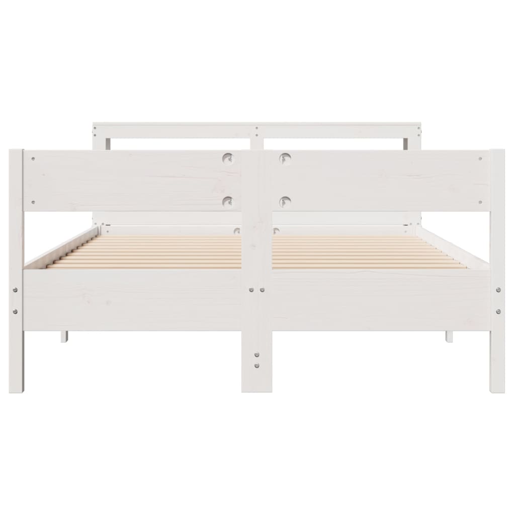 Bed Frame without Mattress White 150x200 cm King Size Solid Wood Pine