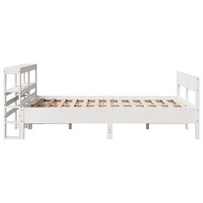 Bed Frame without Mattress White 150x200 cm King Size Solid Wood Pine