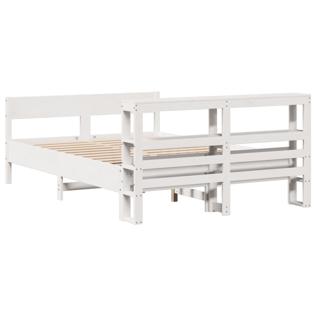 Bed Frame without Mattress White 150x200 cm King Size Solid Wood Pine