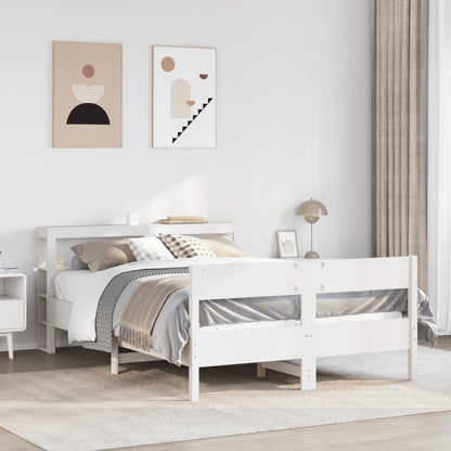 Bed Frame without Mattress White 150x200 cm King Size Solid Wood Pine