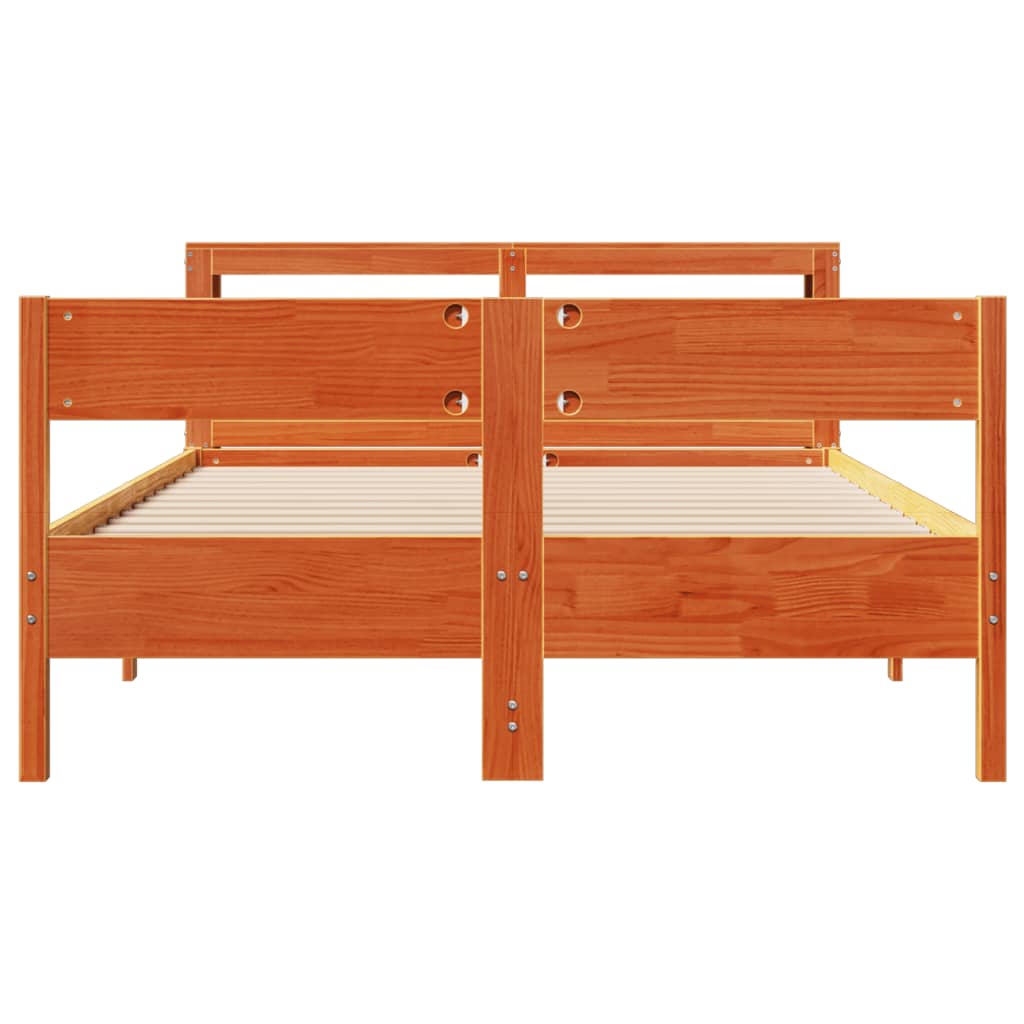 Bed Frame without Mattress Wax Brown 140x190 cm Solid Wood Pine