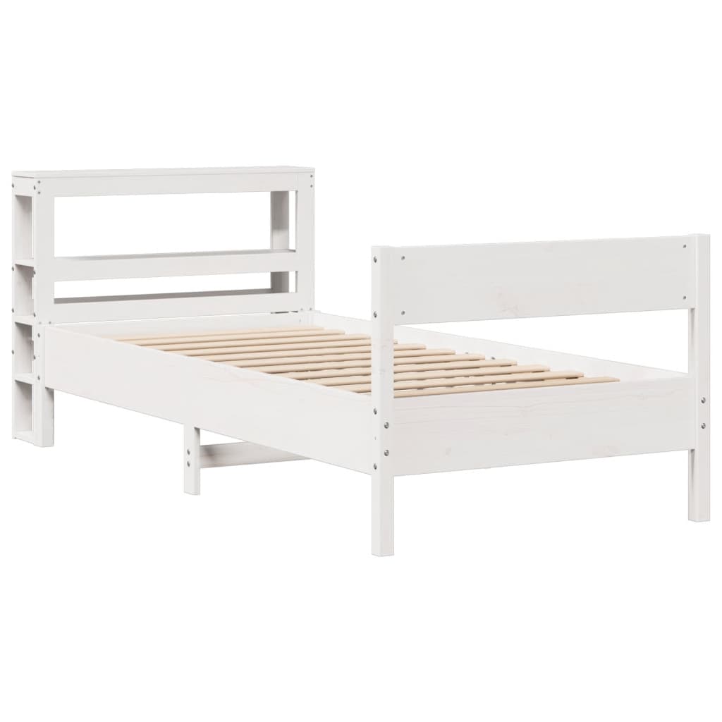 Bed Frame without Mattress White 90x190 cm Single Solid Wood Pine