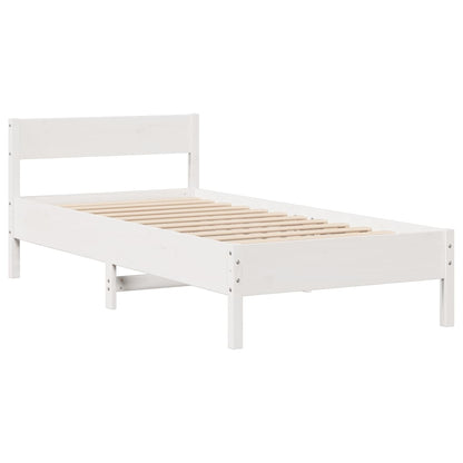 Bed Frame without Mattress White 90x190 cm Single Solid Wood Pine