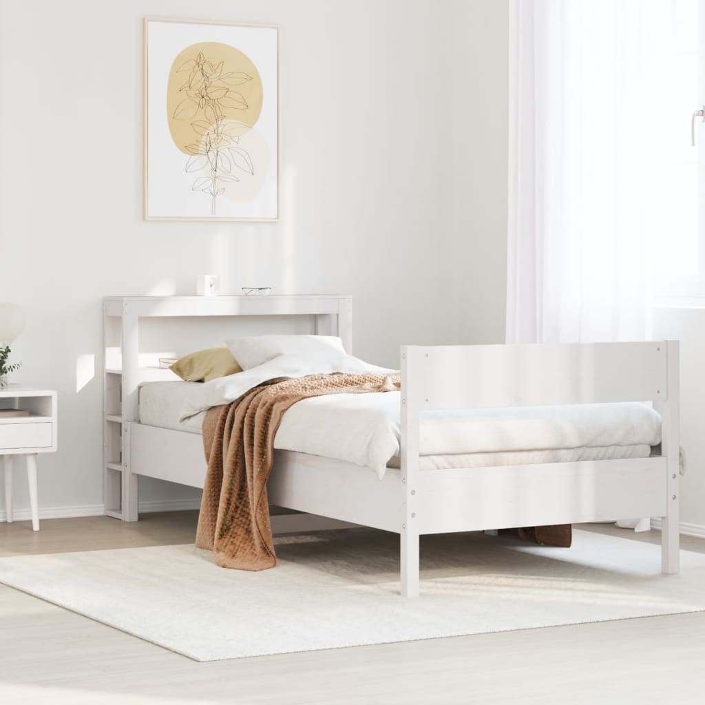 Bed Frame without Mattress White 90x190 cm Single Solid Wood Pine