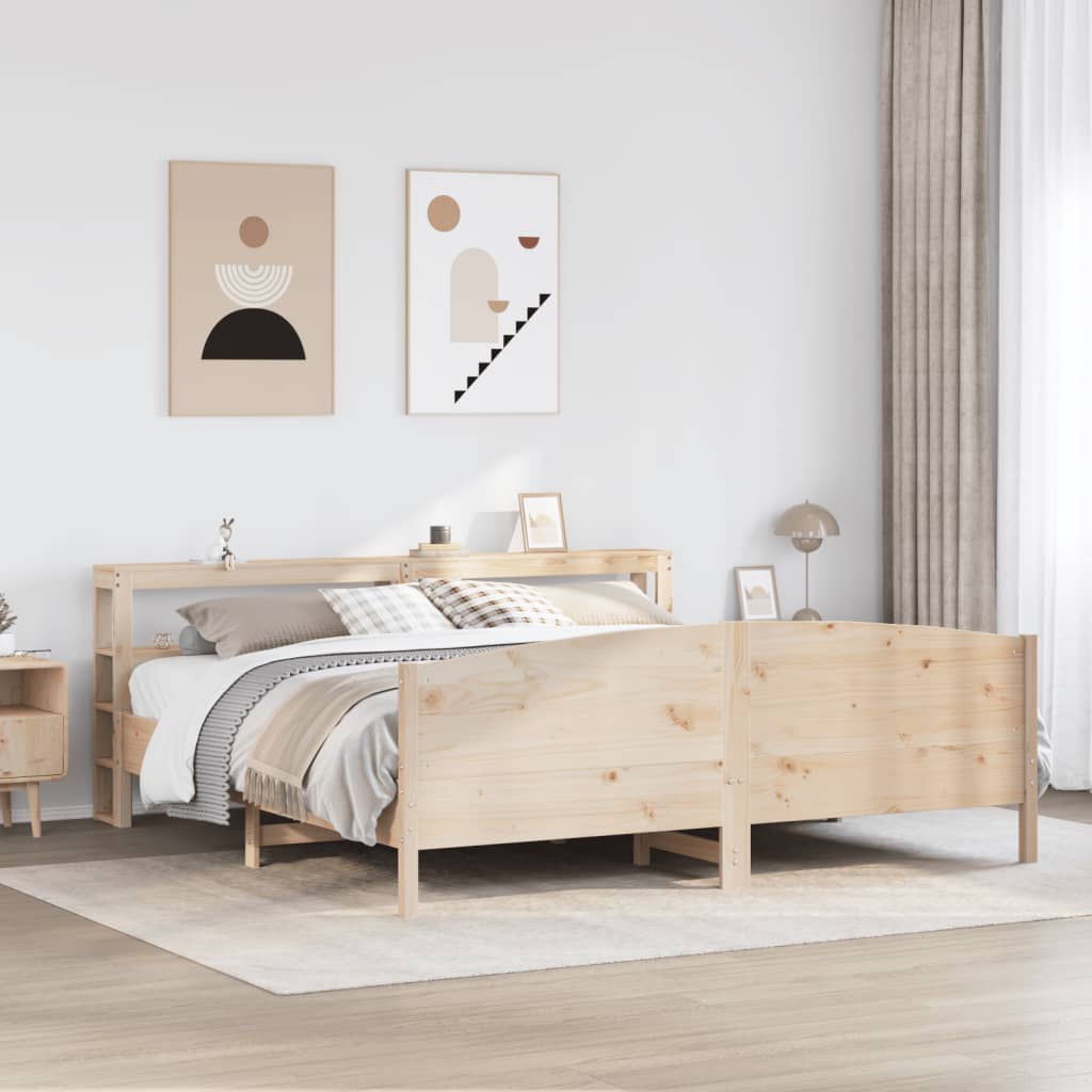 Bed Frame without Mattress 200x200 cm Solid Wood Pine