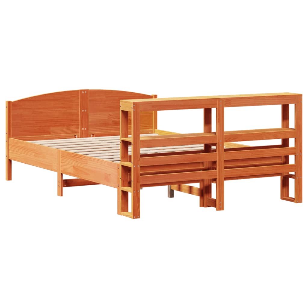 Bed Frame without Mattress Wax Brown 120x190 cm Small Double Solid Wood Pine