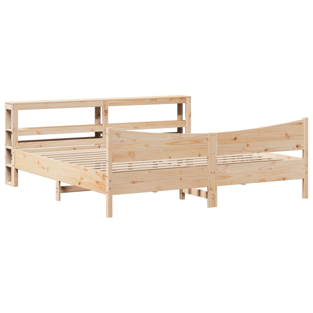 Bed Frame with Headboard 200x200 cm Solid Wood Pine