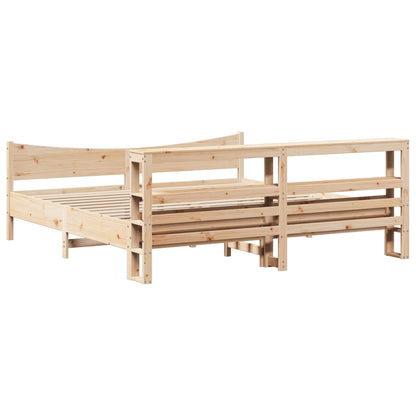 Bed Frame with Headboard 200x200 cm Solid Wood Pine