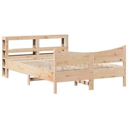 Bed Frame with Headboard 135x190 cm Double Solid Wood Pine