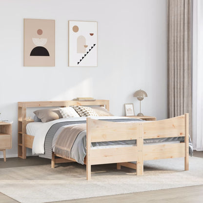 Bed Frame with Headboard 135x190 cm Double Solid Wood Pine