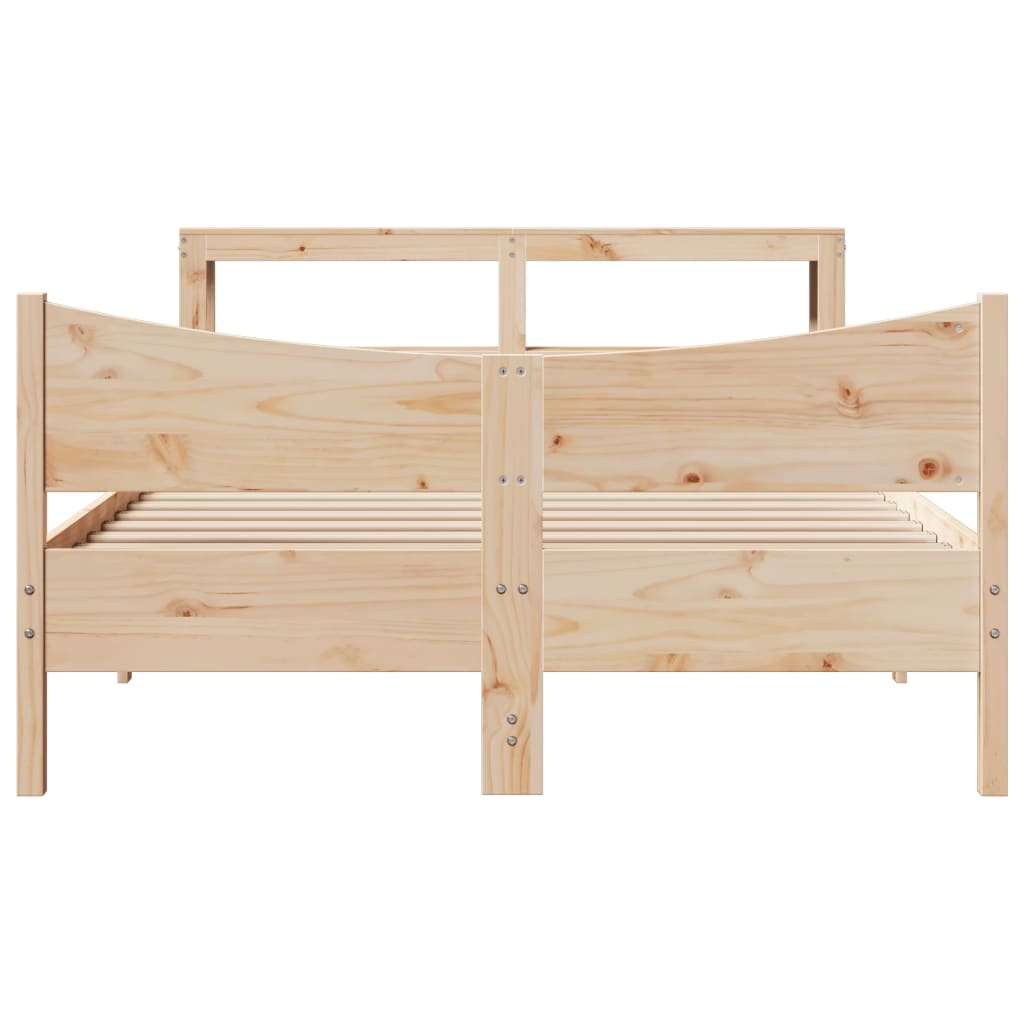 Bed Frame with Headboard 135x190 cm Double Solid Wood Pine