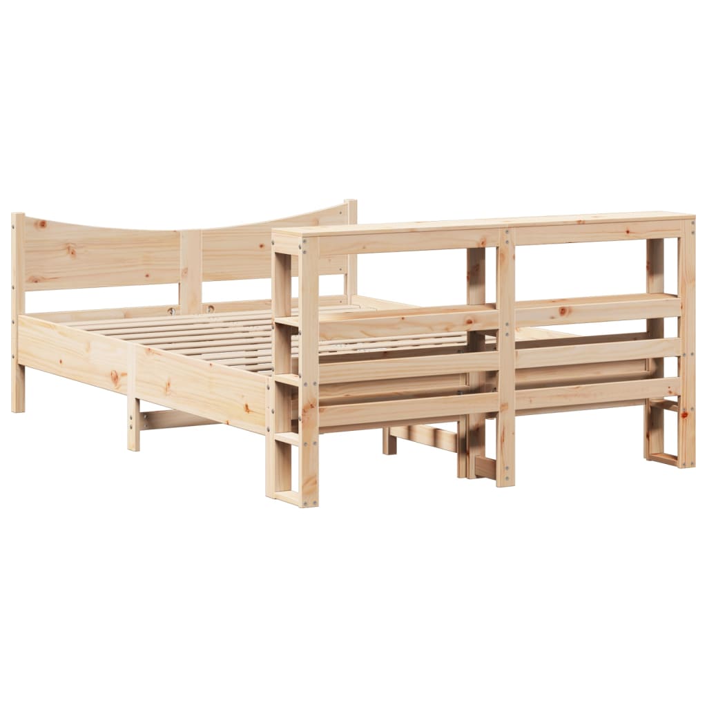 Bed Frame with Headboard 135x190 cm Double Solid Wood Pine