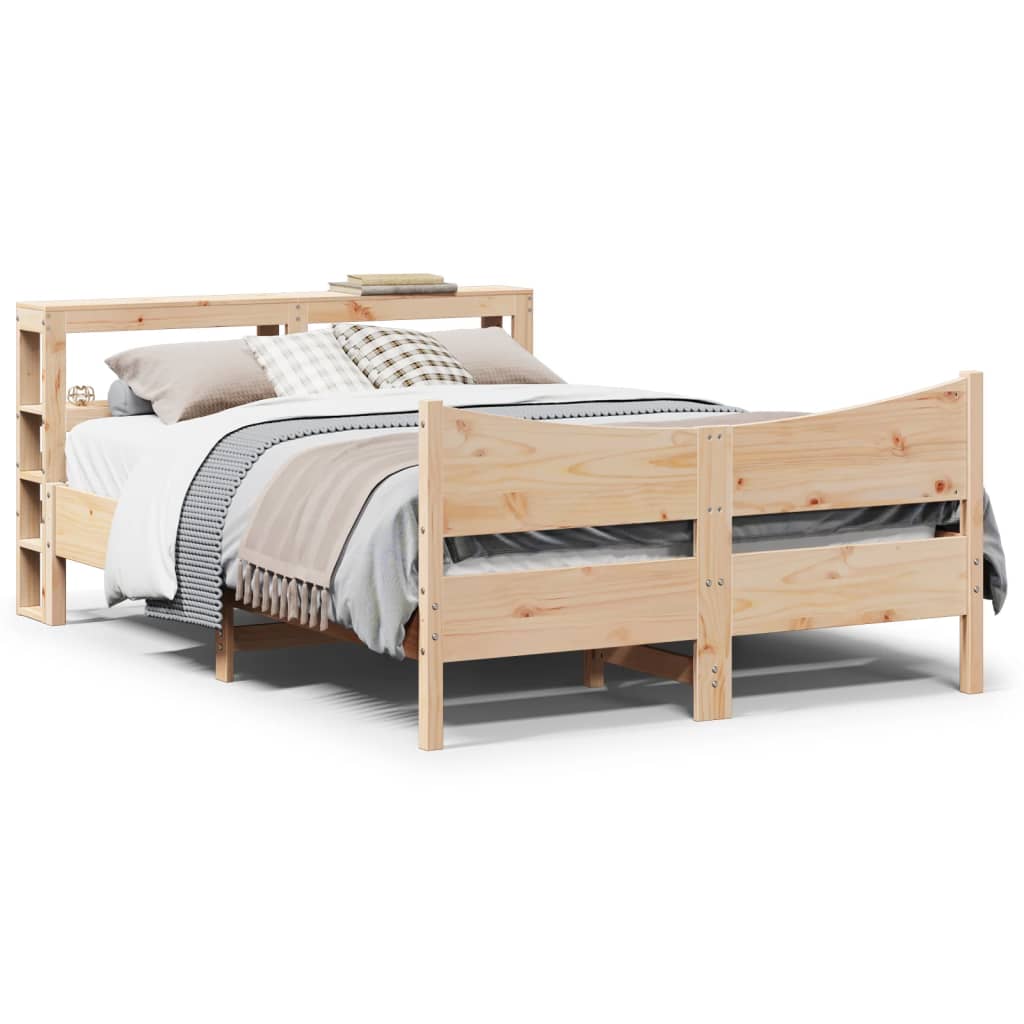 Bed Frame with Headboard 135x190 cm Double Solid Wood Pine