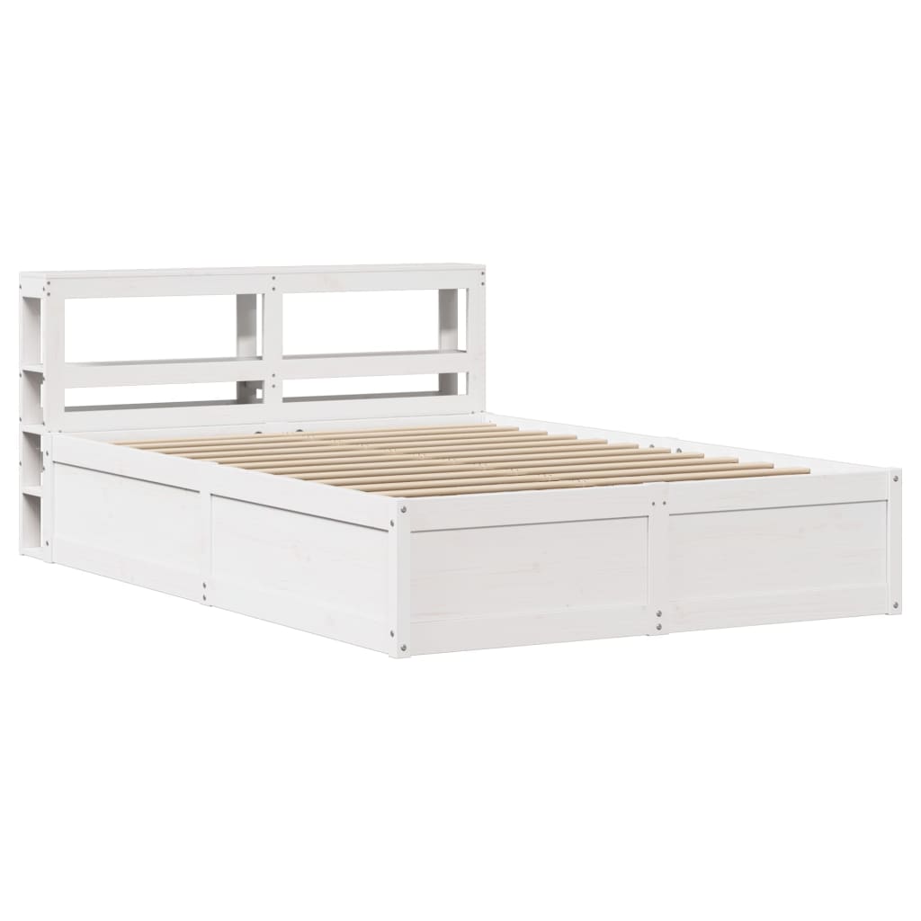 Bed Frame with Headboard White 150x200 cm King Size Solid Wood Pine