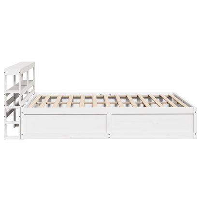 Bed Frame with Headboard White 150x200 cm King Size Solid Wood Pine