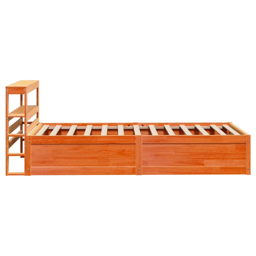 Bed Frame with Headboard Wax Brown 90x200 cm Solid Wood Pine