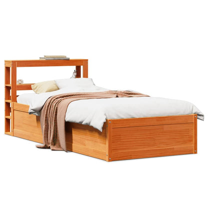 Bed Frame with Headboard Wax Brown 90x200 cm Solid Wood Pine