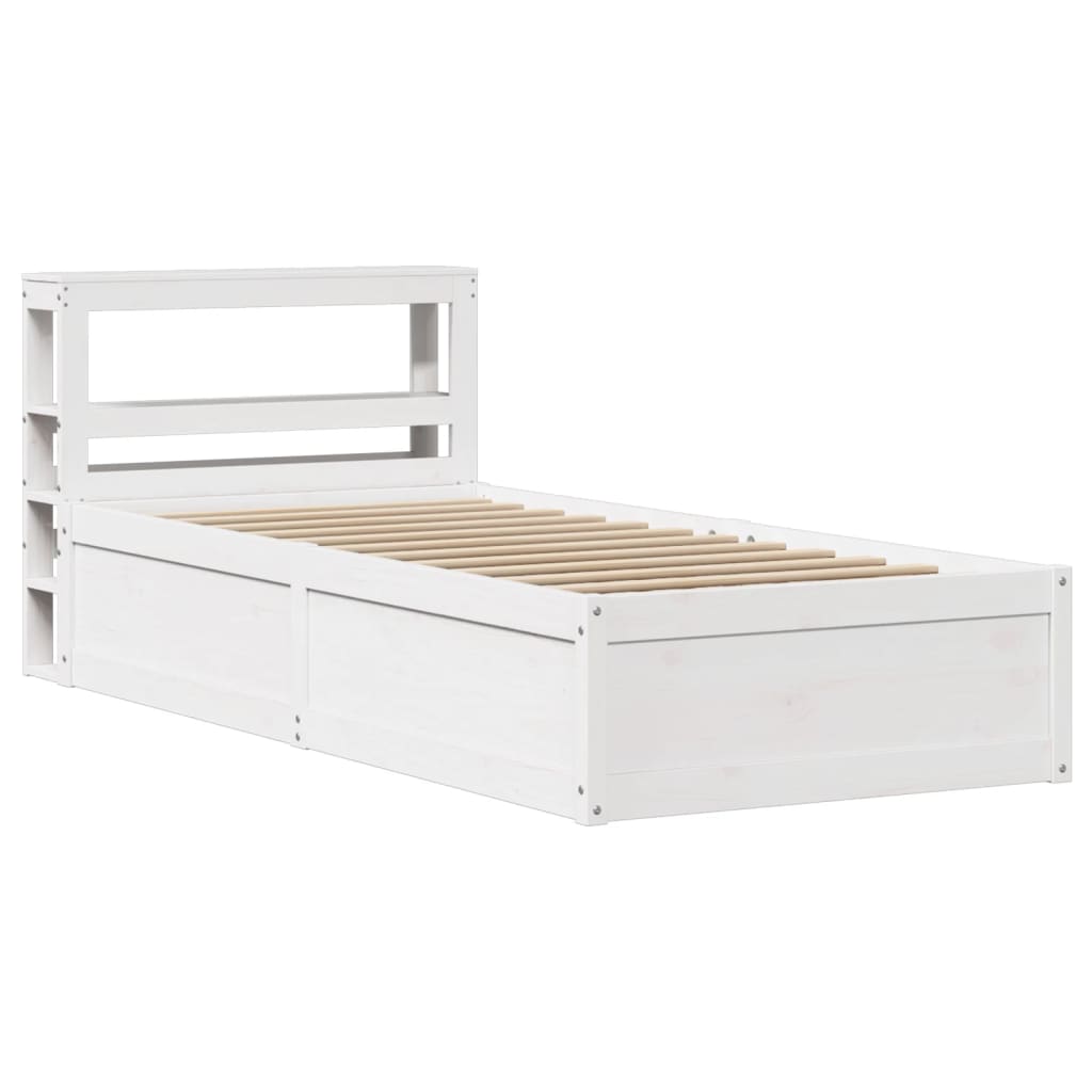 Bed Frame with Headboard White 90x190 cm Single Solid Wood Pine