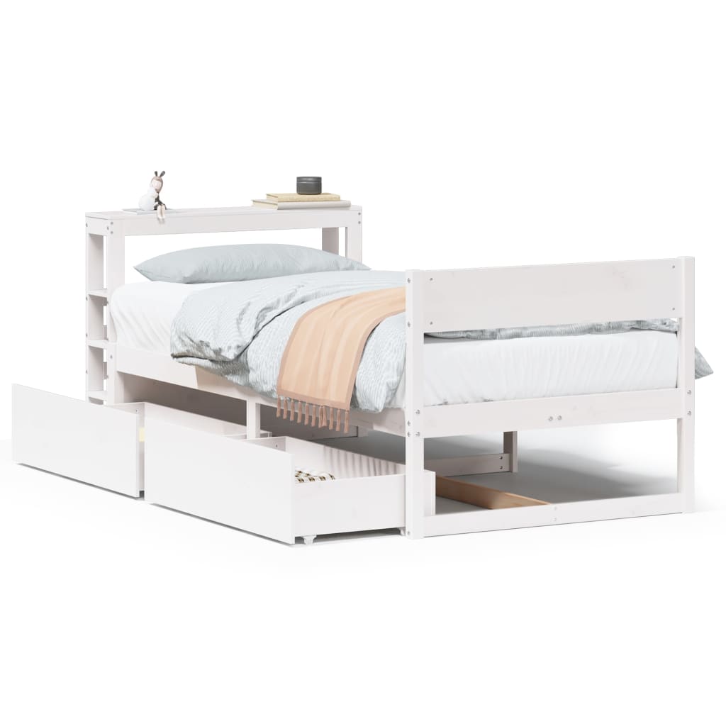 Bed Frame without Mattress White 100x200 cm Solid Wood Pine