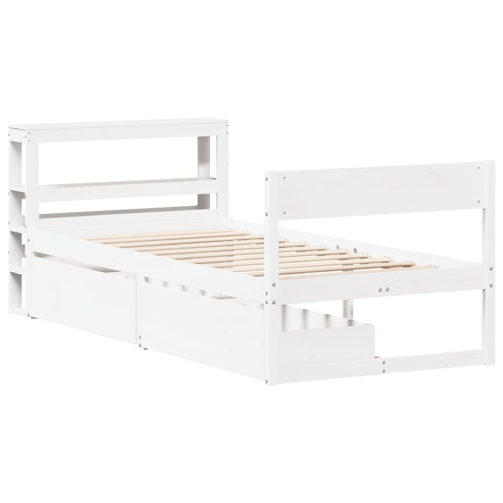 Bed Frame without Mattress White 100x200 cm Solid Wood Pine