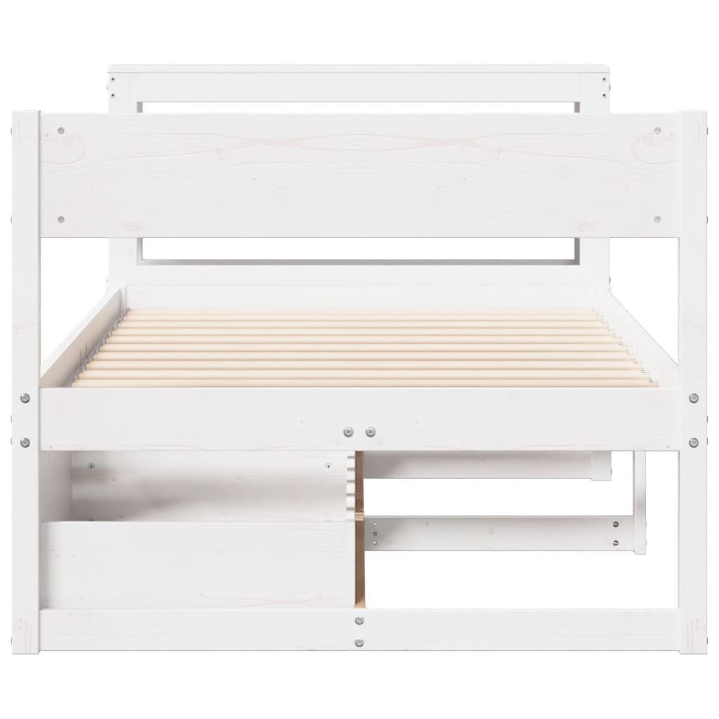 Bed Frame without Mattress White 100x200 cm Solid Wood Pine