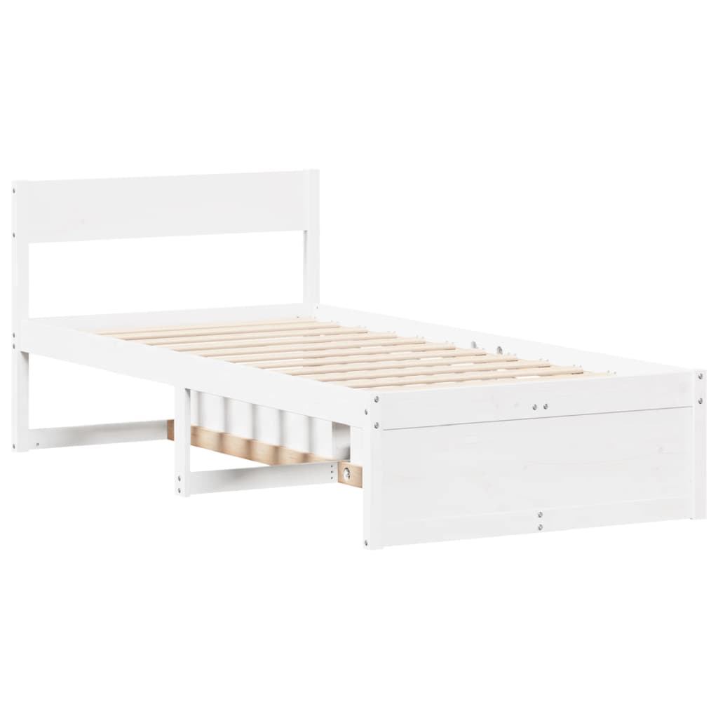 Bed Frame without Mattress White 100x200 cm Solid Wood Pine