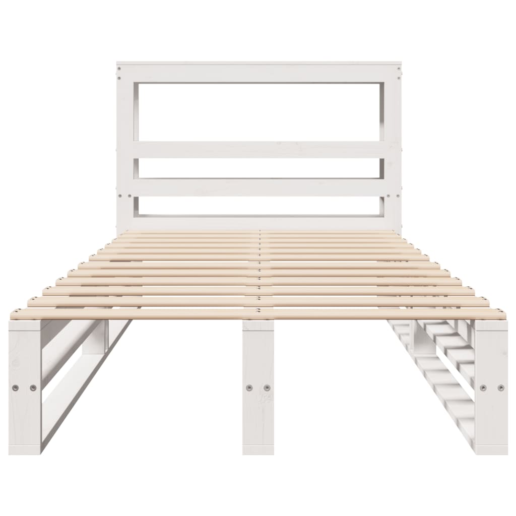 Bed Frame without Mattress White 100x200 cm Solid Wood Pine