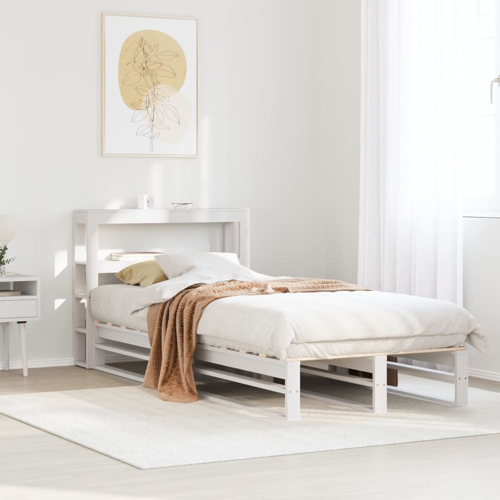 Bed Frame without Mattress White 100x200 cm Solid Wood Pine