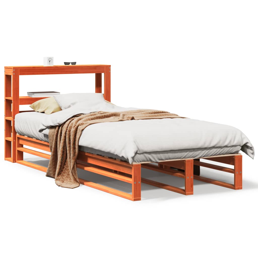 Bed Frame without Mattress Wax Brown 100x200 cm Solid Wood Pine