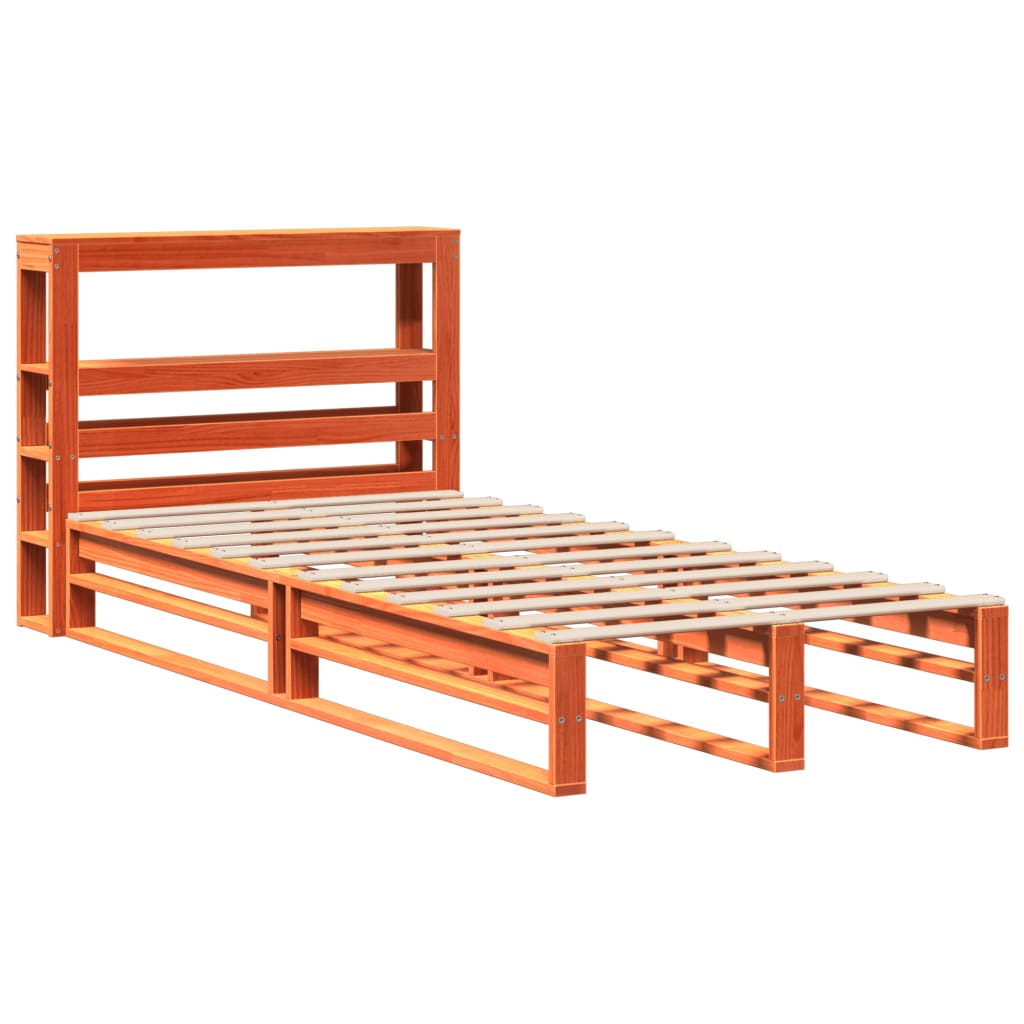 Bed Frame without Mattress Wax Brown 100x200 cm Solid Wood Pine