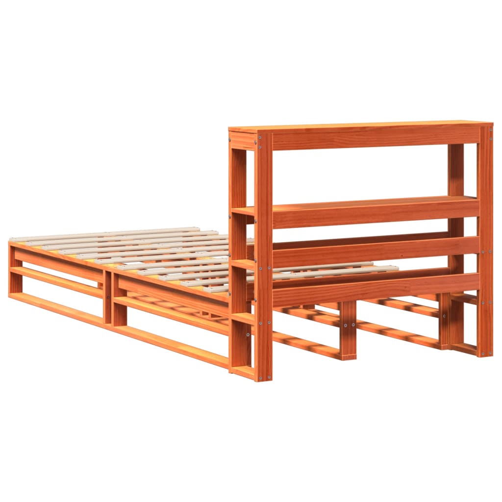 Bed Frame without Mattress Wax Brown 100x200 cm Solid Wood Pine