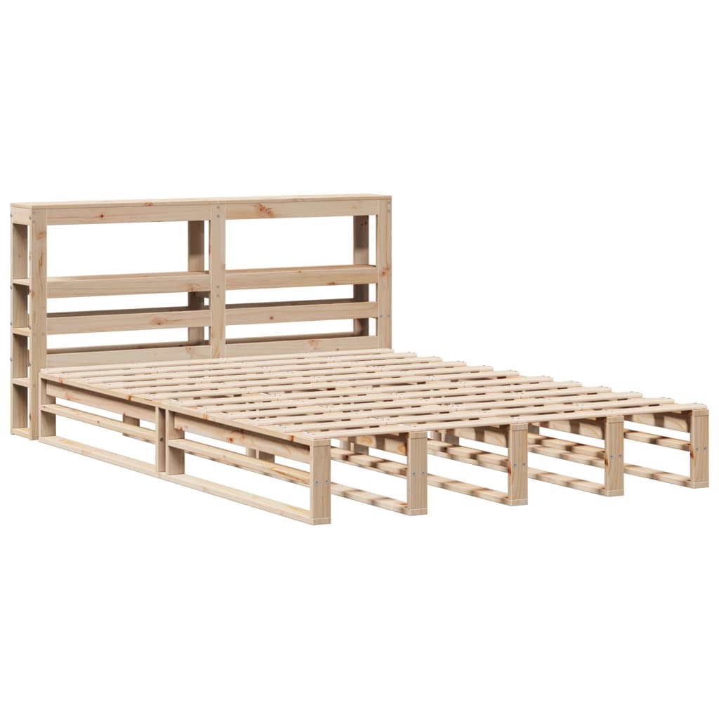 Bed Frame with Headboard 140x200 cm Solid Wood Pine