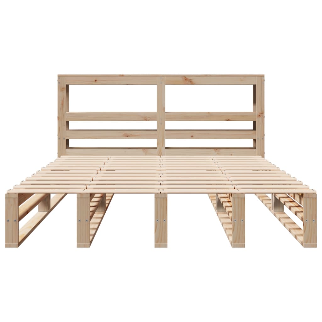 Bed Frame with Headboard 140x200 cm Solid Wood Pine