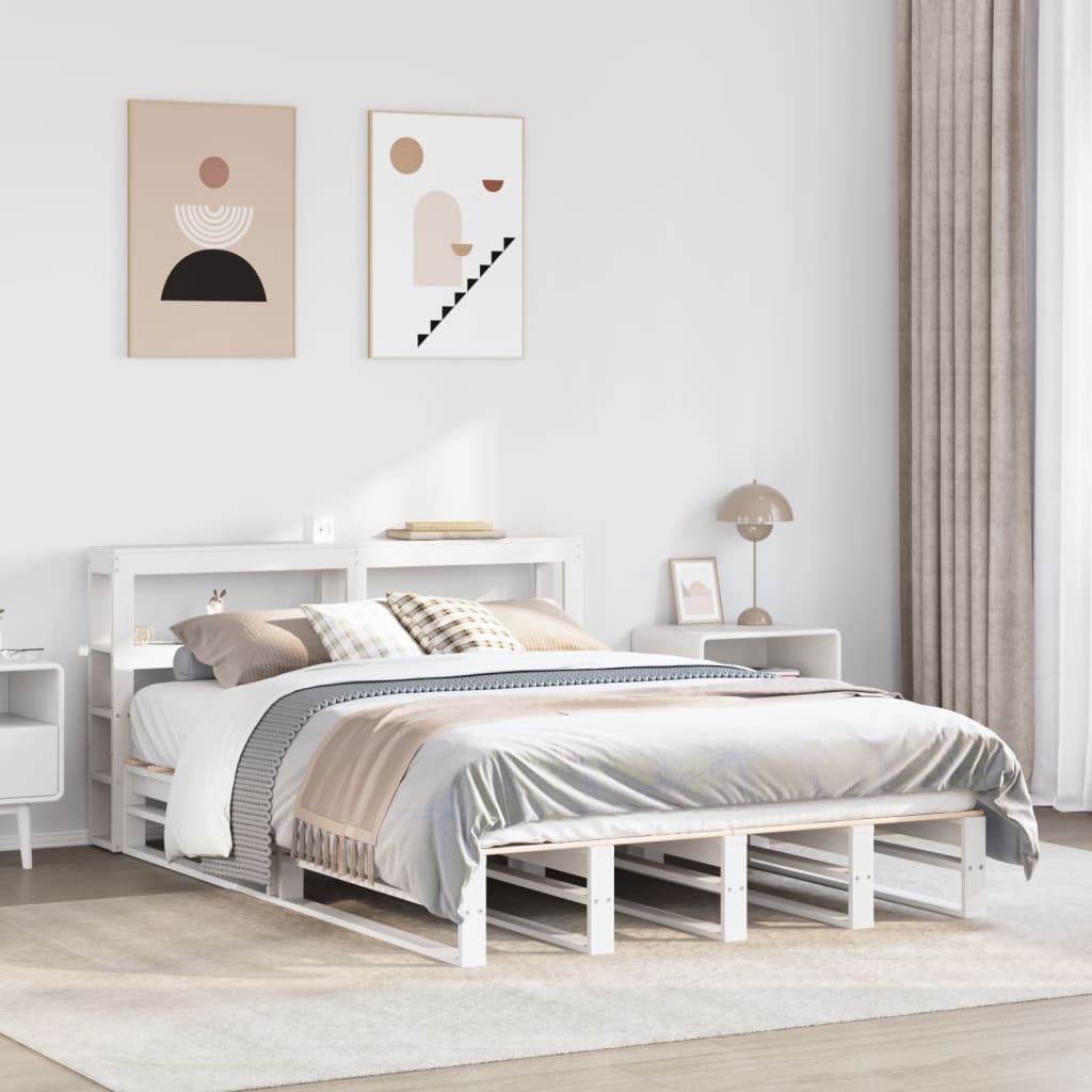 Bed Frame without Mattress White 140x200 cm Solid Wood Pine