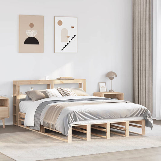 Bed Frame with Headboard 150x200 cm King Size Solid Wood Pine