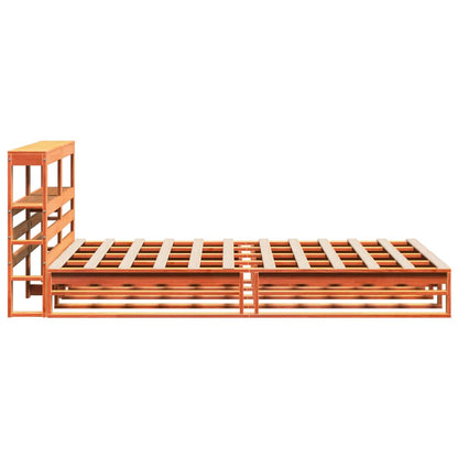 Bed Frame without Mattress Wax Brown 150x200 cm King Size Solid Wood Pine