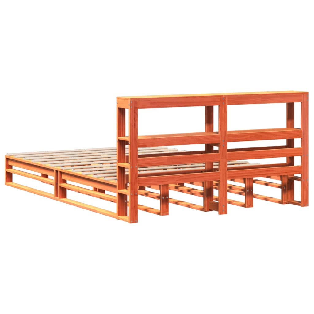 Bed Frame without Mattress Wax Brown 150x200 cm King Size Solid Wood Pine