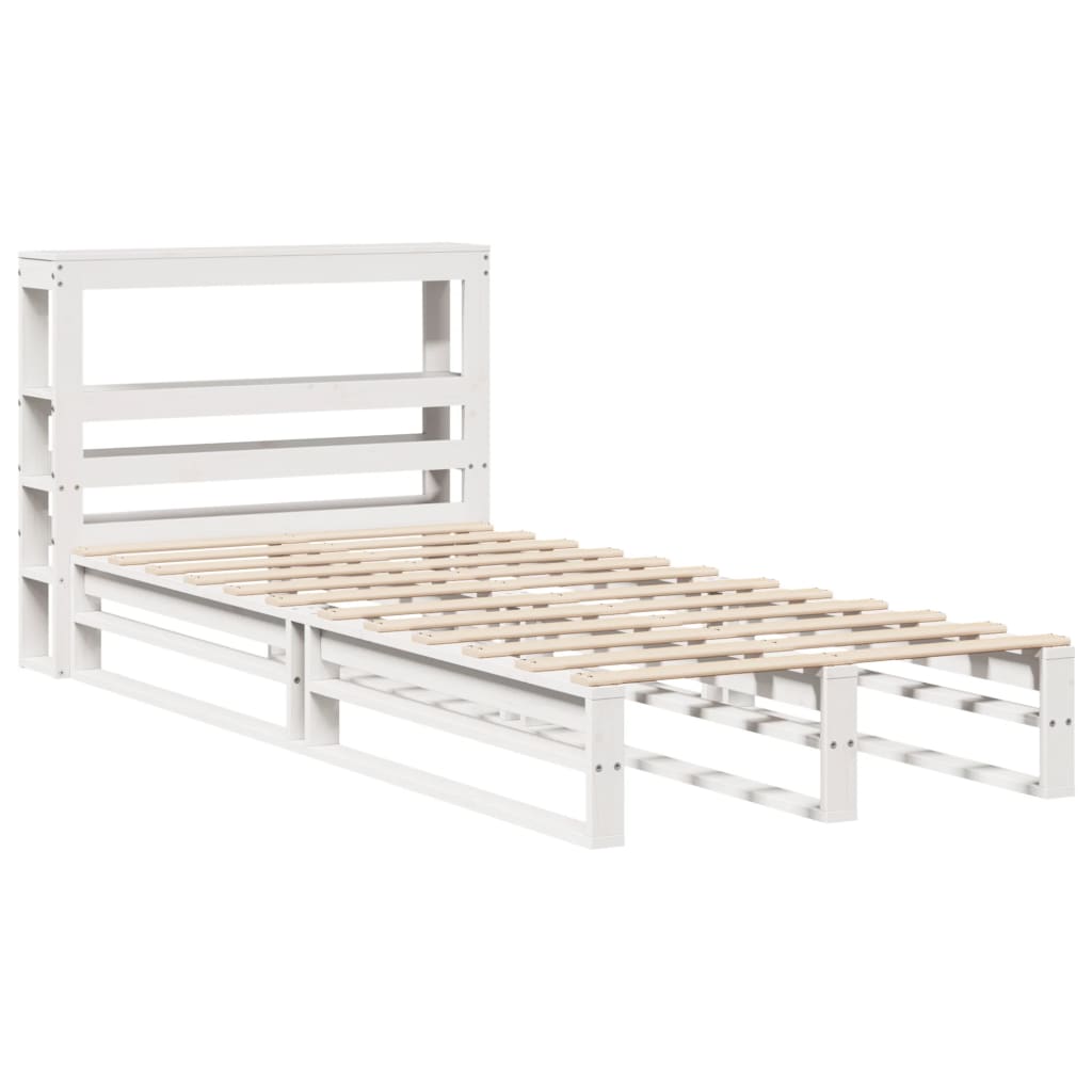 Bed Frame with Headboard White 90x190 cm Single Solid Wood Pine