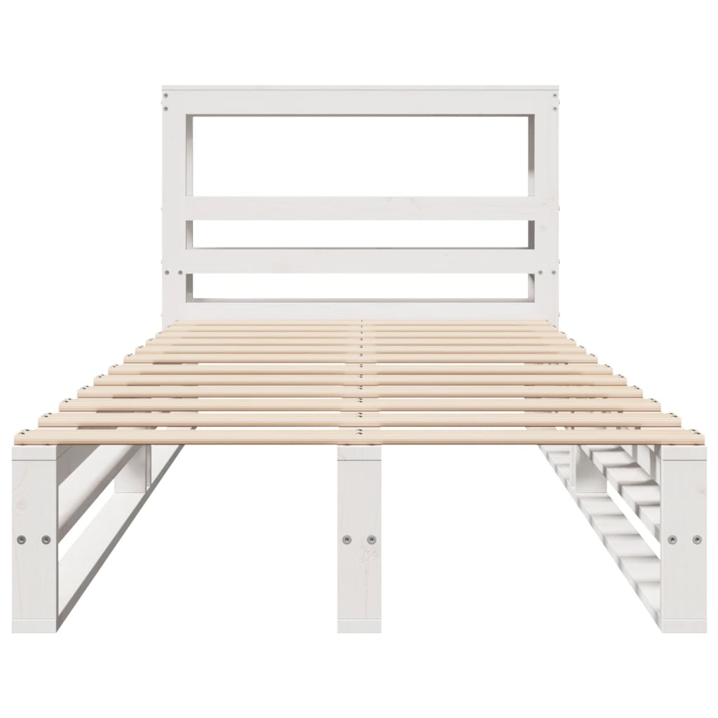 Bed Frame with Headboard White 90x190 cm Single Solid Wood Pine